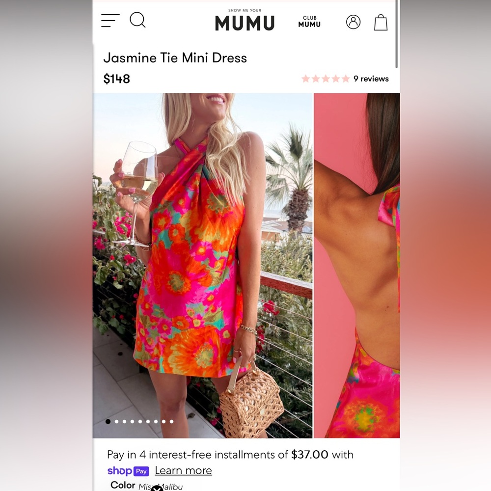 Show Me Your Mumu Jasmine Tie Mini Dress XL